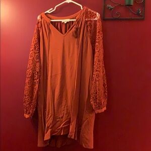 Burnt orange shift dress